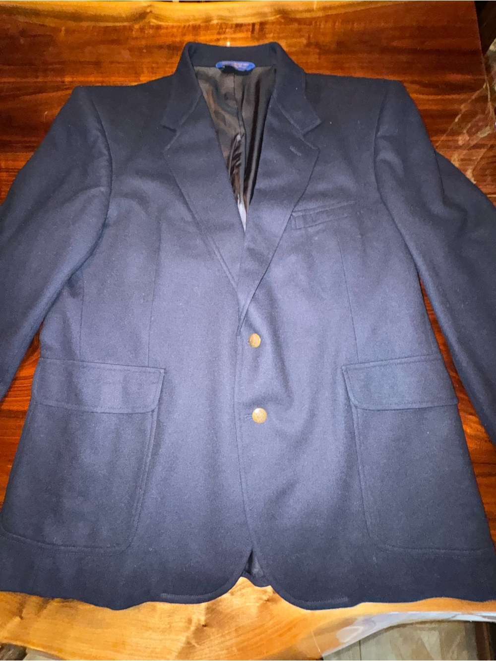 Pendleton Men’s Navy 100% Virgin Wool Blazer Gold Buttons Size 46